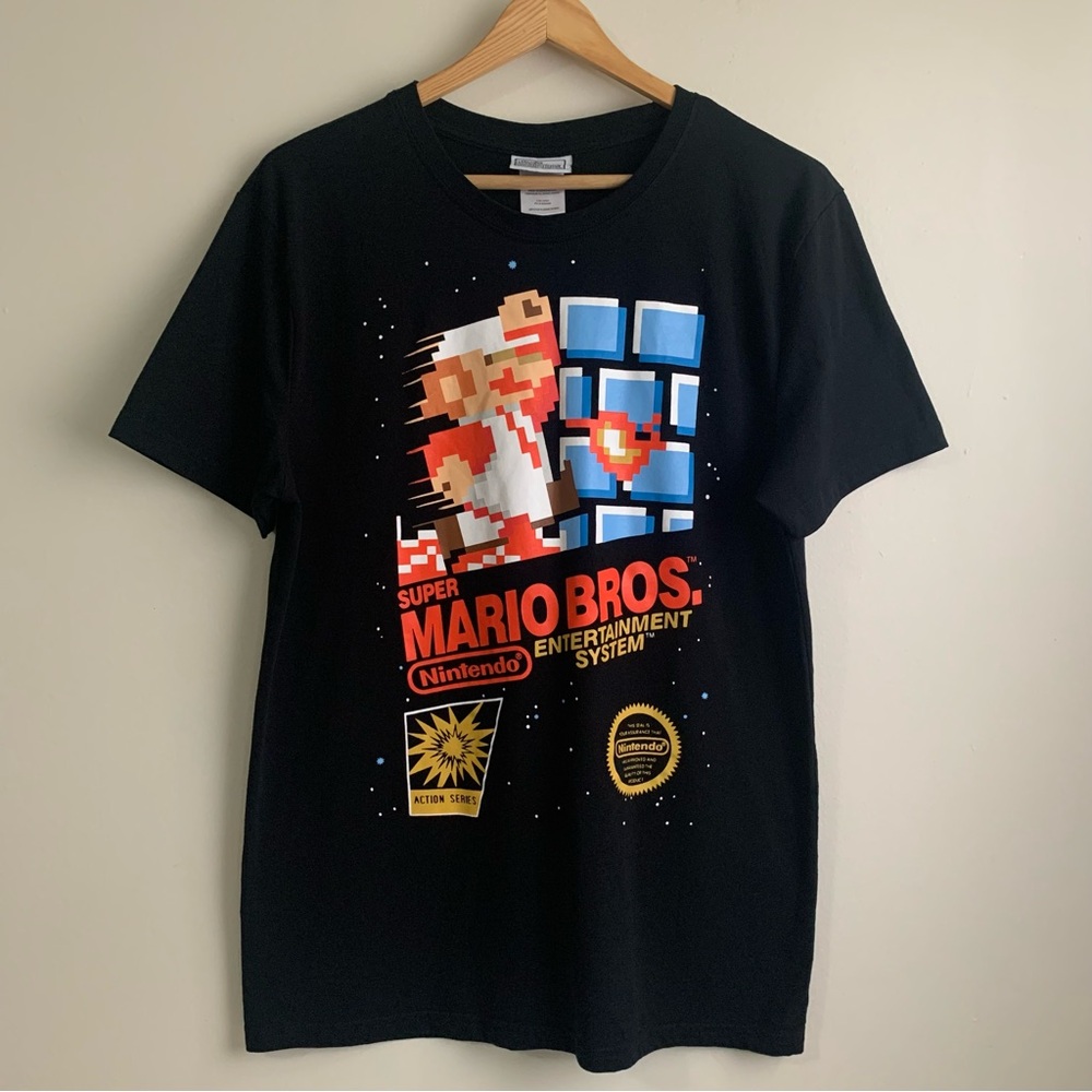 Super Mario Bros Nintendo Black Graphic T-Shirt Men’s Size M Medium 2018